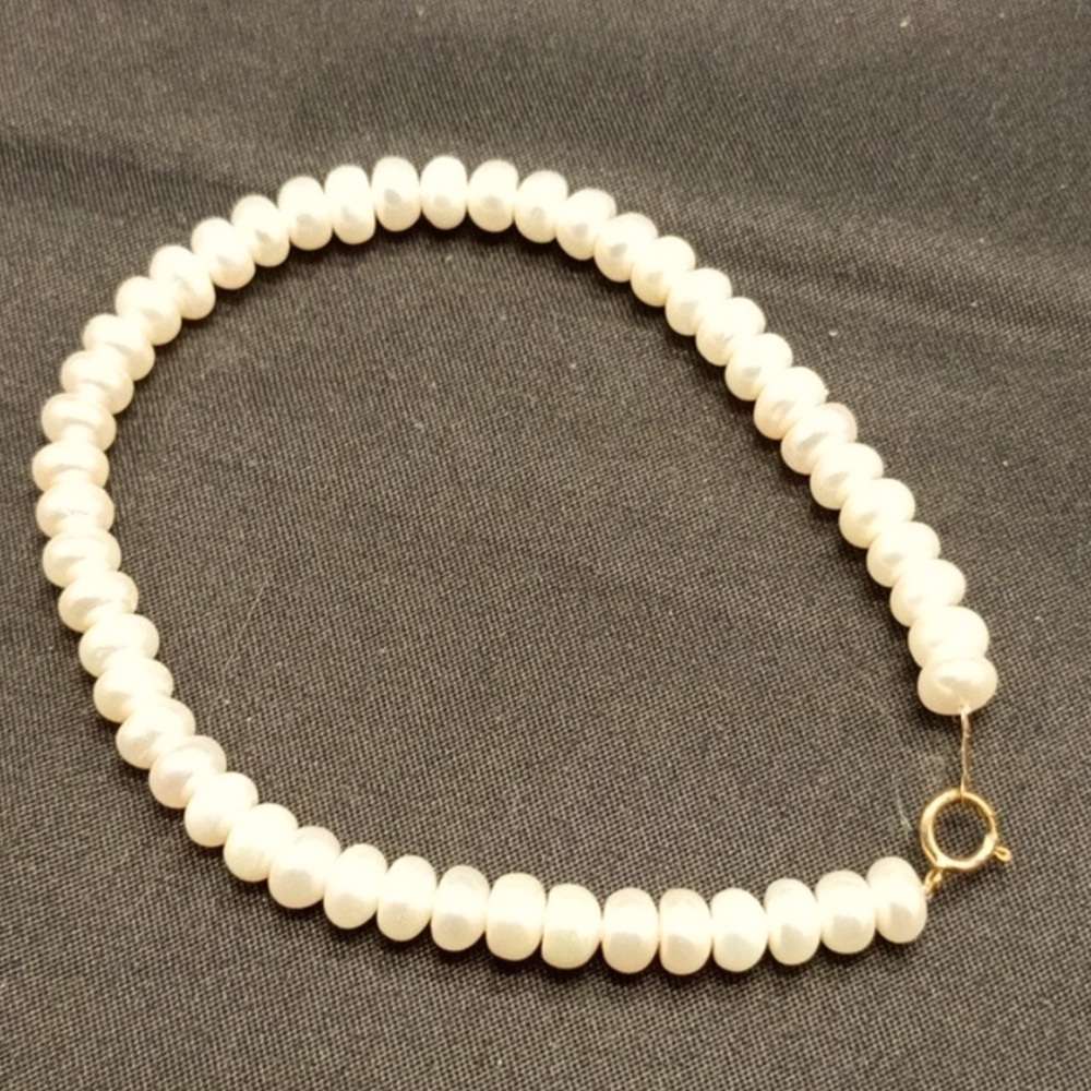 white real pearl & 10k YG MICHEL ANTHONY bracelet